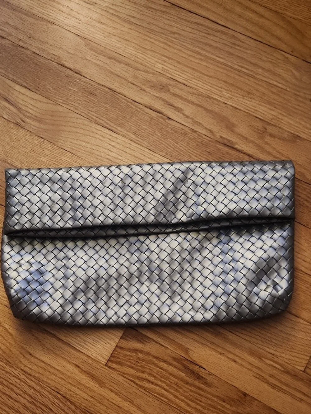 Express Silver Woven Clutch